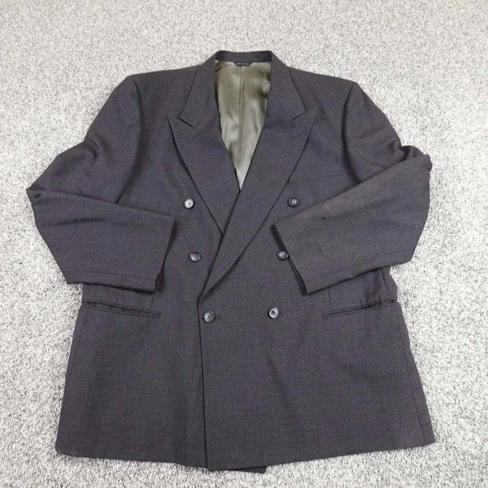 VTG Givenchy Monsieur Jacket Mens 46 Gray Wool Sport Coat Blazer Union‎ Made USA